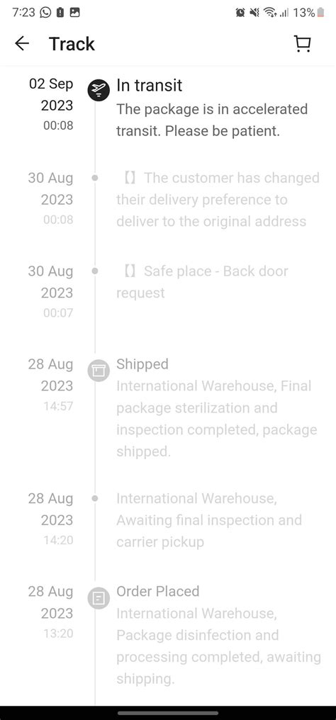 package in accelerated transit shein